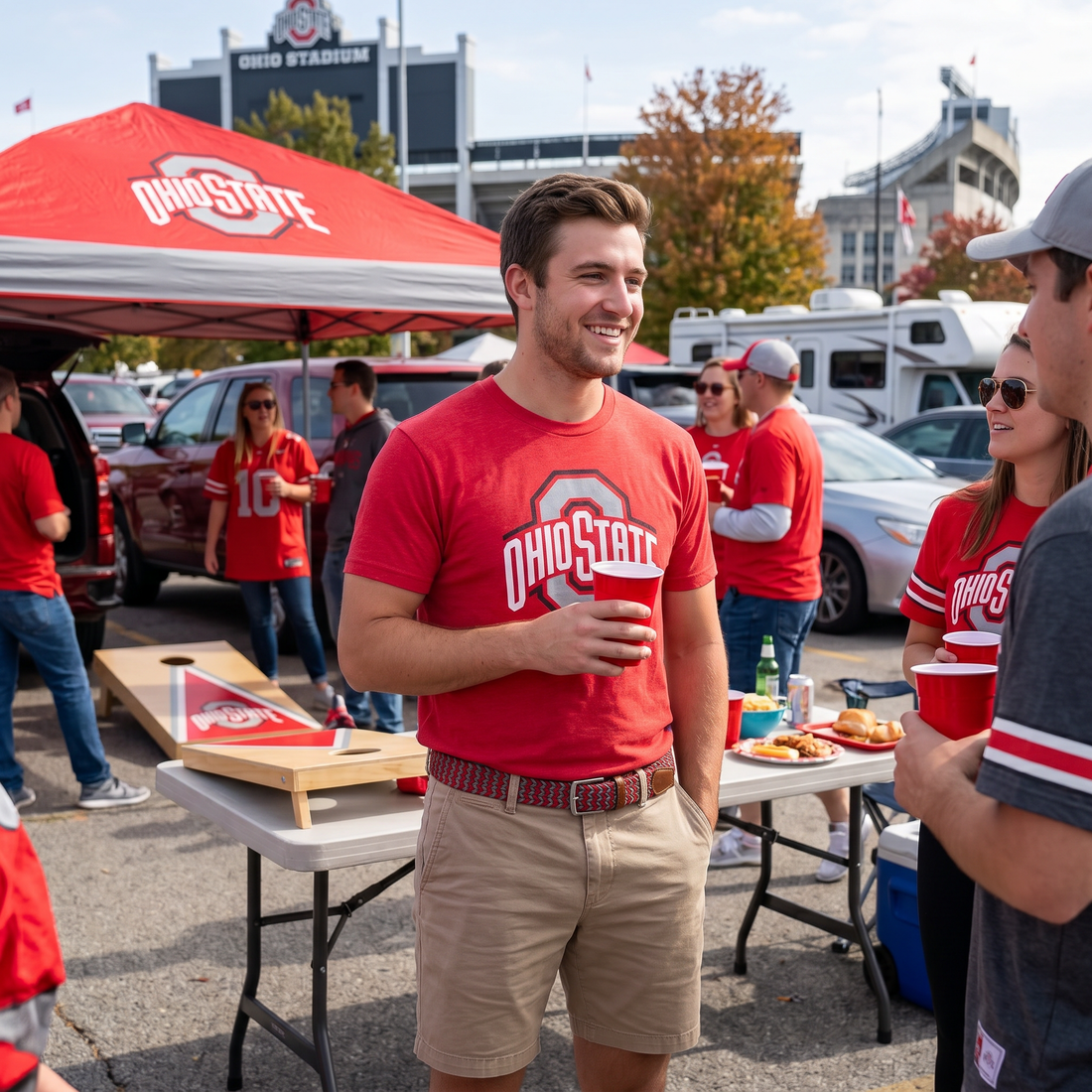 The OSU Gells Stretch Braided Belt; Helmet Leaf